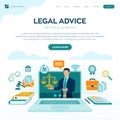 Online Legal advice concept. Labor law, Lawyer, Attorney at law. Lawyer website on laptop screen. Professional law attorney