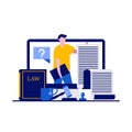 Online legal advice, law and justice concept with characters. Digital service for law consultation. Modern vector illustration in