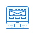 Online letter line vector icon. Email messages envelope on monitor screen.