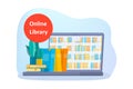 Online library concept set. Using phone for learning Royalty Free Stock Photo