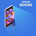 Online library concept. Using mobile phone and computer Royalty Free Stock Photo