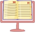 Online library, electronic storage in computer. Educational website with book to read on monitor