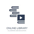 Online library icon. Trendy flat vector Online library icon on w Royalty Free Stock Photo