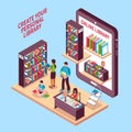 Online Library Isometric Concept Royalty Free Stock Photo