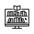 online library learning platform line icon vector illustration