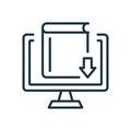 Online Library Line Icon. Internet and Distance Education. Download Ebook concept. Elearning Resources. Download File