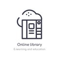 online library outline icon. isolated line vector illustration from e-learning and education collection. editable thin stroke Royalty Free Stock Photo