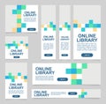 Online library web banner design template Royalty Free Stock Photo