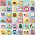 Online loan icons set, flat style