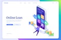 Online loan isometric landing page, banking credit