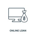 Online Loan outline icon. Thin line concept element from fintech technology icons collection. Creative Online Loan icon for mobile