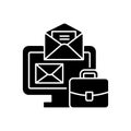 Online mail black glyph icon