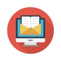 Online mail vector flat color icon