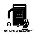 online making money icon, black vector sign with editable strokes, concept illustration Royalty Free Stock Photo