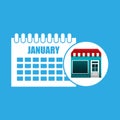 Online market buying calendar graphic