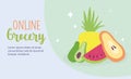 Online market, fruits fresh food grocery shop home delivery