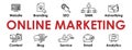 Online Marketing banner with icons collection