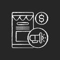 Online marketing chalk white icon on black background Royalty Free Stock Photo