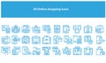Vector light blue online shopping icons - Vector Royalty Free Stock Photo
