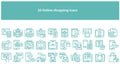 Vector torquoise online shopping icons - Vector