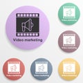 Online marketing, video marketing badge color set icon. Simple glyph, flat vector of online marketing icons for ui and ux, website Royalty Free Stock Photo
