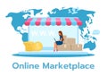 Online marketplace flat vector illustration