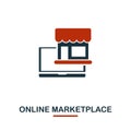 Online Marketplace icon in two colors. Creative black and red design from e-commerce icons collection. Pixel perfect simple online