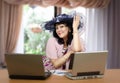 Online matchmaker posing in the office Royalty Free Stock Photo