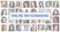 Online matchmaking. The title text is depicted on the background Royalty Free Stock Photo