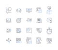 Online material line icons collection. Content, Learning, Digital, Resources, Information, Media, E-learning vector and