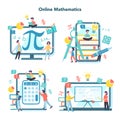 Online math course set. Learning mathematics in internet, Royalty Free Stock Photo