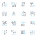 Online media linear icons set. Digital, Web, Streaming, Viral, Social, Interactive, Multimedia line vector and concept