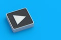 Online media. Metallic play button. Project start concept. Listen to music