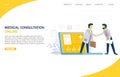 Online medical consultation vector website landing page design template Royalty Free Stock Photo