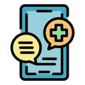 Online medical control icon color outline vector