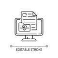 Online medical history linear icon