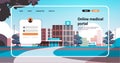 online medical portal website landing page template with clinic building online consultation healthcare concept Royalty Free Stock Photo