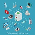 Online medical service flat 3d isometric isometry icon set Royalty Free Stock Photo