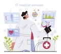 Online medicine concept. IT medical services and bioinformatics,