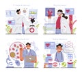 Online medicine concept set. IT medical services and bioinformatics,