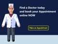 Online medicine. Doctor`s appointment. Web banner design consept. Vector flat illustration.