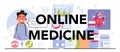 Online medicine typographic header. IT medical services and bioinformatics