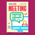 Online Meeting Creative Promotional Poster Vector
