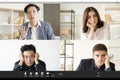 online meeting group videocall wfh exhausted team Royalty Free Stock Photo