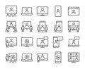 Online meeting icon. Video conference line icons set. Editable stroke. Royalty Free Stock Photo