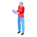 Online meeting partner icon, isometric style