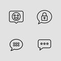 Online Messaging and Chat Icons outline icon set. online conversation message exchange outline icons Royalty Free Stock Photo