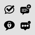Online Messaging and Chat Icons solid icon set. chat app messaging conversation bubbles solid icons Royalty Free Stock Photo