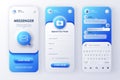 Online messenger concept neumorphic templates set. Royalty Free Stock Photo