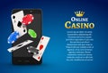 Online mobile casino background. Poker app online concept.